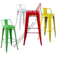 Amelia Beyaz Tolix Bar Sandalyesi