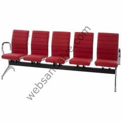 Angela Kırmızı Beşli Bekleme Koltuğu