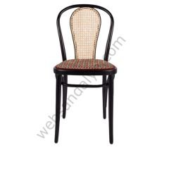 Kopuz Hasırlı Döşemeli Thonet Ahşap Sandalye Siyah