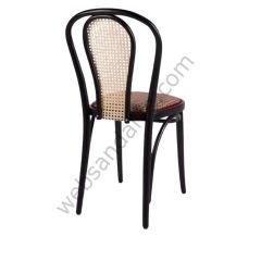 Kopuz Hasırlı Döşemeli Thonet Ahşap Sandalye Siyah
