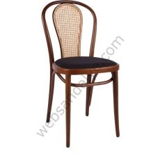 Kopuz Hasırlı Döşemeli Thonet Ahşap Sandalye Ceviz