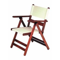 Atina Katlanır Ahşap Sandalye Pvc Krem