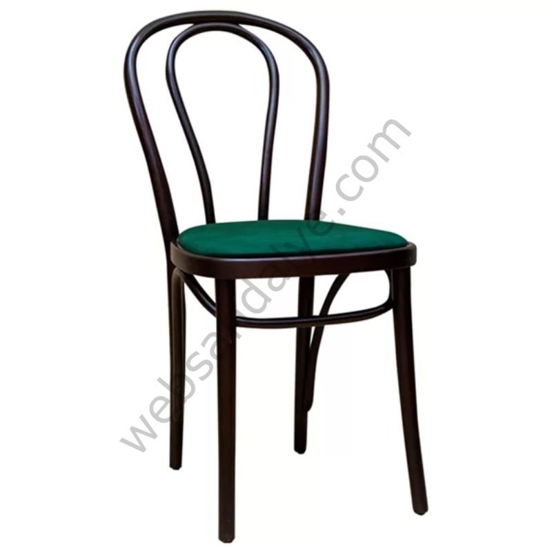 Axes Döşemeli Thonet Ahşap Sandalye Siyah
