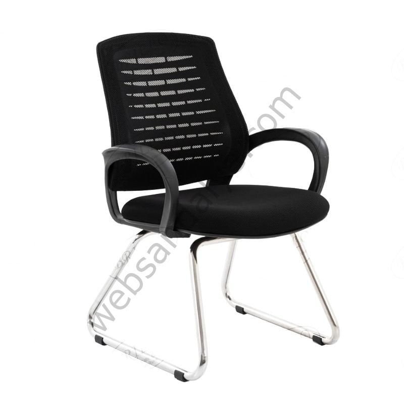 Monessa Fileli Krom U Ayak Misafir Koltuğu Siyah