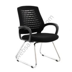 Monessa Fileli Krom U Ayak Misafir Koltuğu Siyah