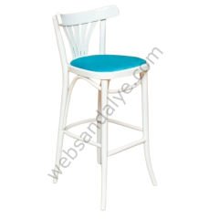 Grovo Döşemeli Thonet Ahşap Bar Sandalyesi Beyaz