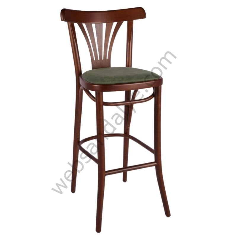 Grovo Döşemeli Thonet Ahşap Bar Sandalyesi Ceviz