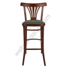 Grovo Döşemeli Thonet Ahşap Bar Sandalyesi Ceviz