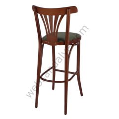 Grovo Döşemeli Thonet Ahşap Bar Sandalyesi Ceviz