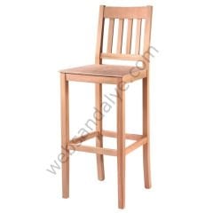 Artigas Çıtalı Izgaralı Ham Ahşap Bar Sandalye 65 CM