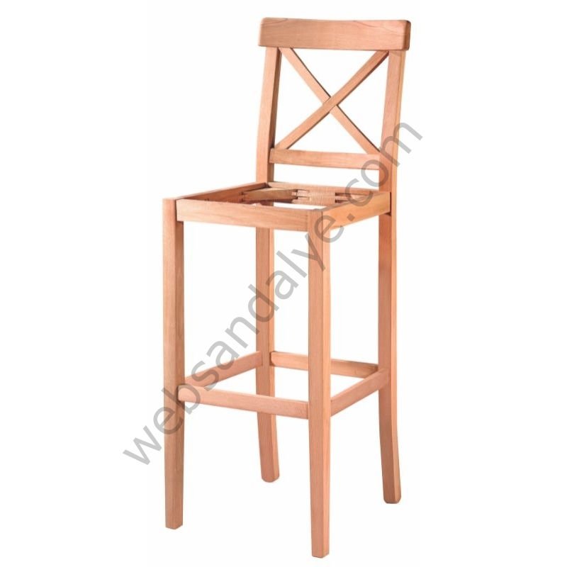 Mercedes Döşemeli Ham Ahşap Bar Sandalye 65 CM