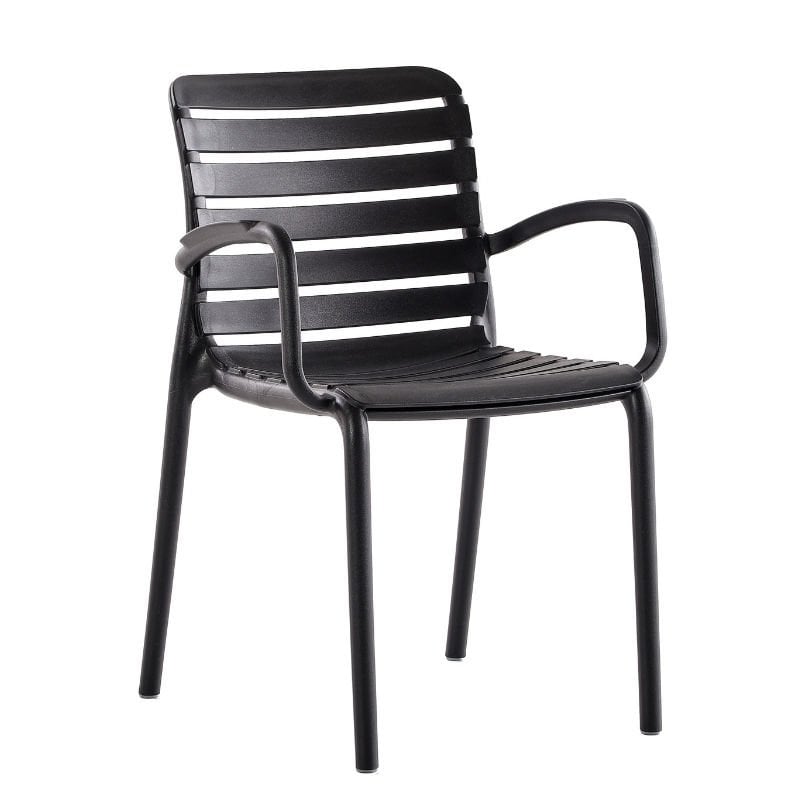 Parma Kollu PP Plastik Sandalye Siyah