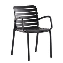 Parma Kollu PP Plastik Sandalye Siyah