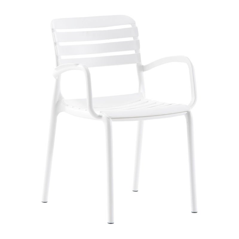 Armo Kollu PP  Plastik Sandalye Beyaz