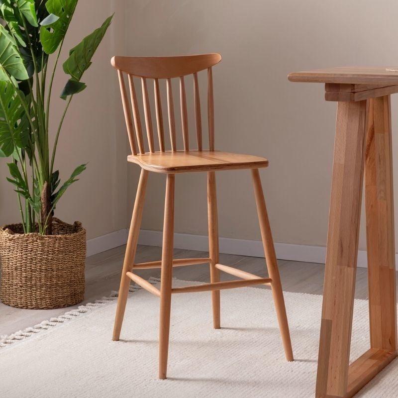 Belka Ahşap Bar Sandalyesi