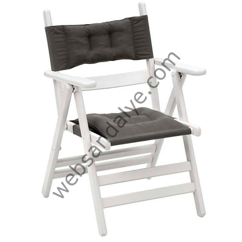 Atina Katlanır Ahşap Sandalye Minderli Beyaz
