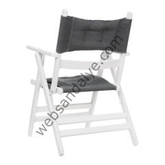 Atina Katlanır Ahşap Sandalye Minderli Beyaz