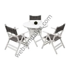 Atina Katlanır Ahşap Sandalye Minderli Beyaz