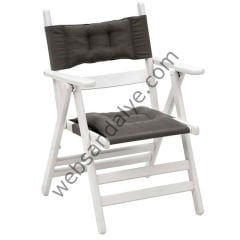 Atina Katlanır Ahşap Sandalye Minderli Beyaz