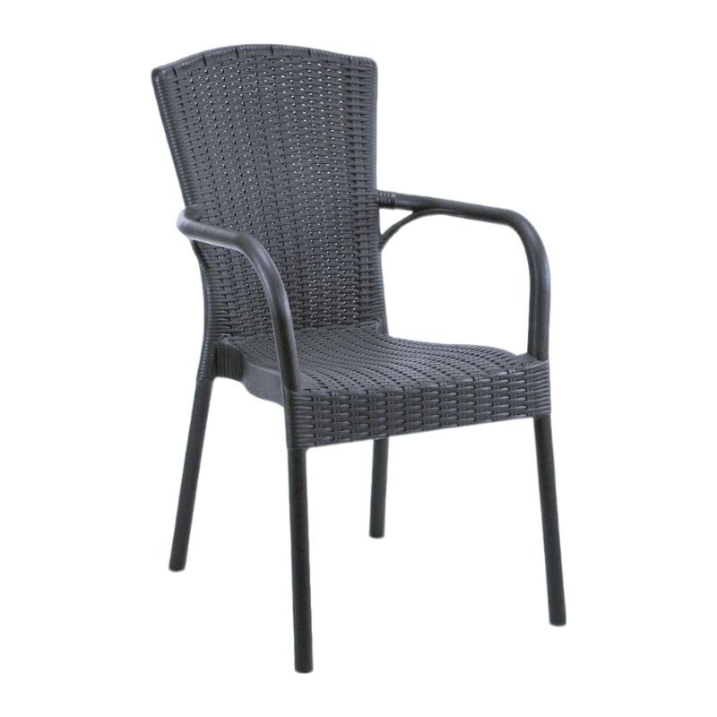 Royal PP Rattan Desenli Plastik Sandalye Antrasit
