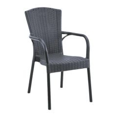 Royal PP Rattan Desenli Plastik Sandalye Antrasit