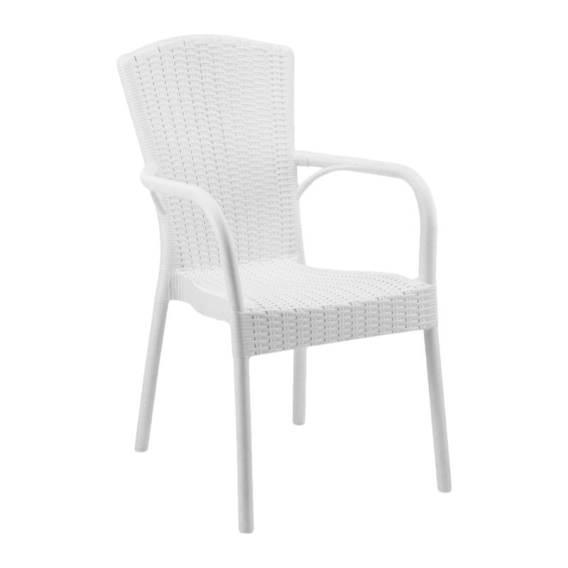 Royal PP Rattan Desenli Plastik Sandalye Beyaz
