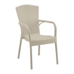 Royal PP Rattan Desenli Plastik Sandalye Krem