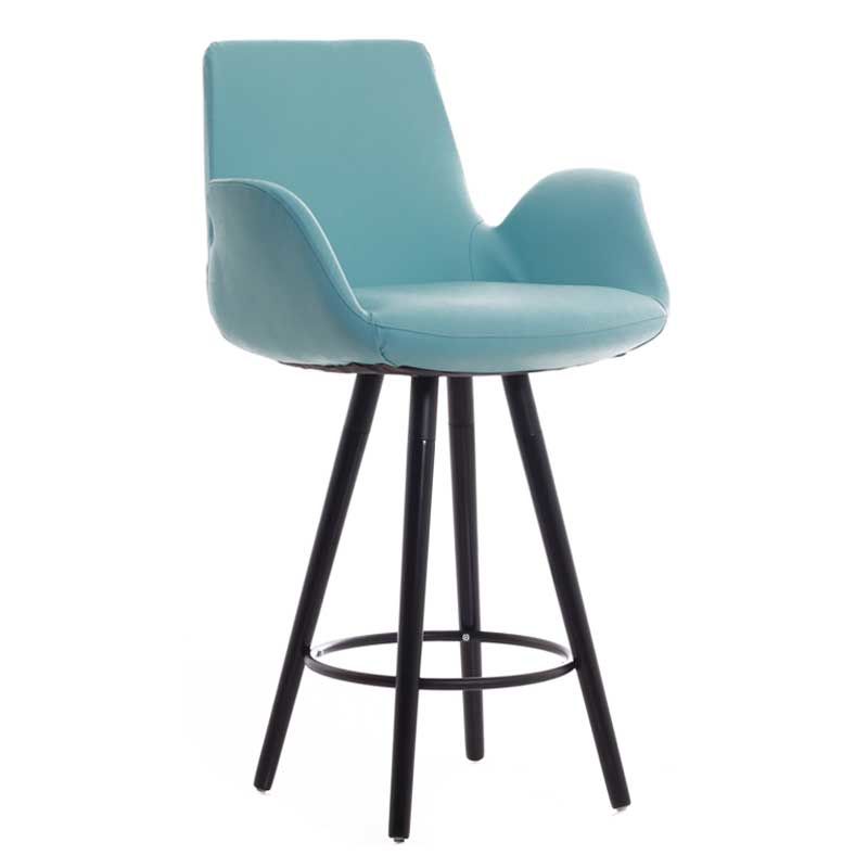 Beril 75 Cm Ahşap Ayaklı Bar Sandalyesi Turkuaz