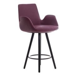 Beril 65 Cm Ahşap Ayaklı Bar Sandalyesi Bordo