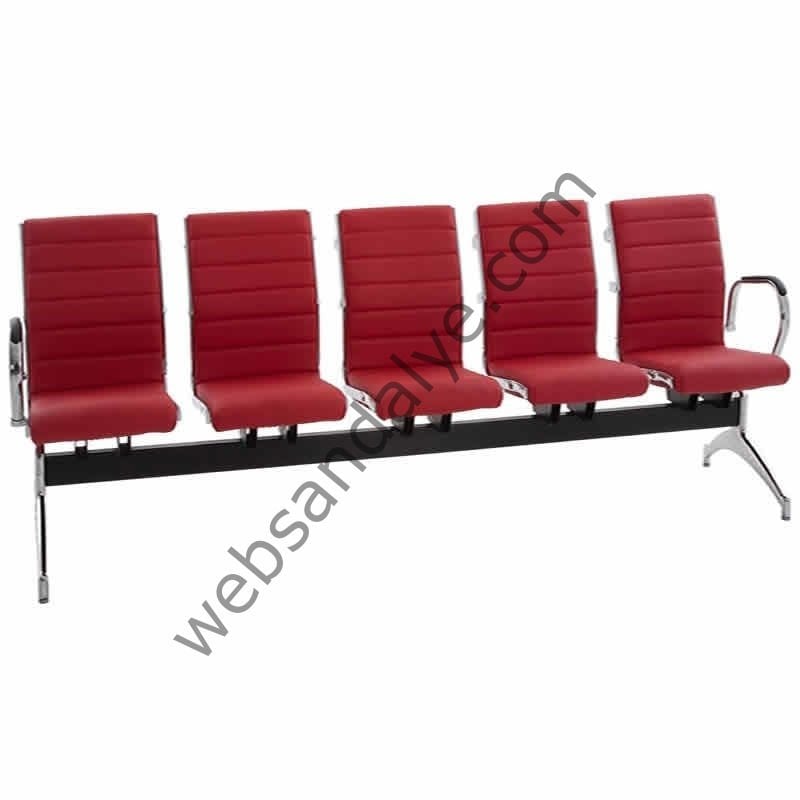 Angela Kırmızı Beşli Bekleme Koltuğu