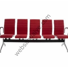 Angela Kırmızı Beşli Bekleme Koltuğu