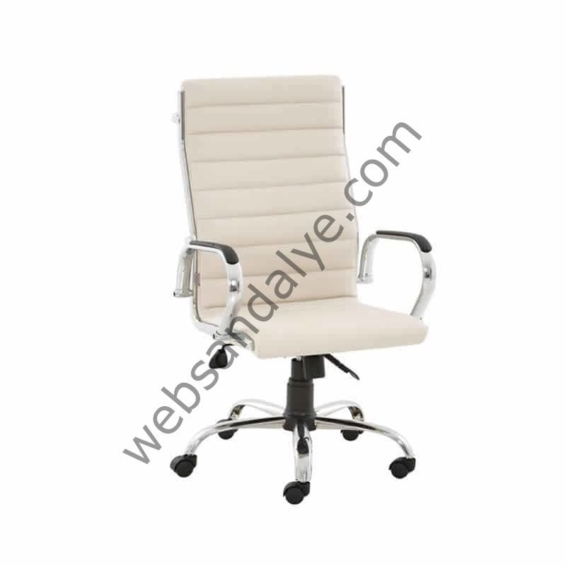 Angela Beyaz Krom Ayaklı Müdür Koltuğu