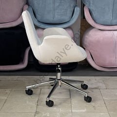 Beril Çalışma Koltuğu Bej - Krom Ayak