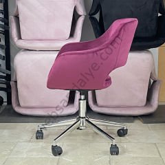 Zaga Çalışma Koltuğu Bordo - Krom Ayak