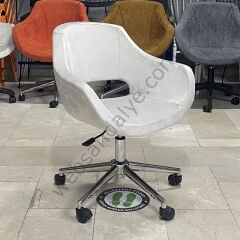Zaga Çalışma Koltuğu Krem - Krom Ayak