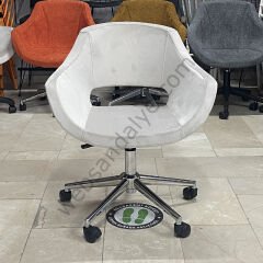 Zaga Çalışma Koltuğu Krem - Krom Ayak