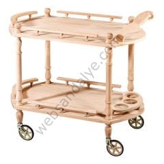 Ares Oval Ham Ahşap Servis Arabası