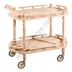 Ares Oval Ham Ahşap Servis Arabası