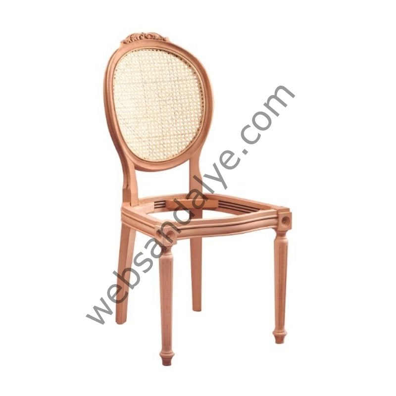 Lahey Hasırlı Oymalı Ham Ahşap Sandalye