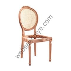 Lahey Hasırlı Oymalı Ham Ahşap Sandalye