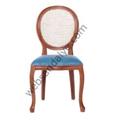 Rotterdam Hasırlı Ceviz Ahşap Sandalye Açık Mavi