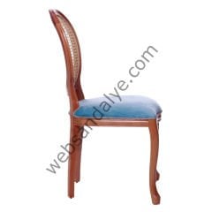 Rotterdam Hasırlı Ceviz Ahşap Sandalye Açık Mavi