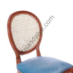 Rotterdam Hasırlı Ceviz Ahşap Sandalye Açık Mavi