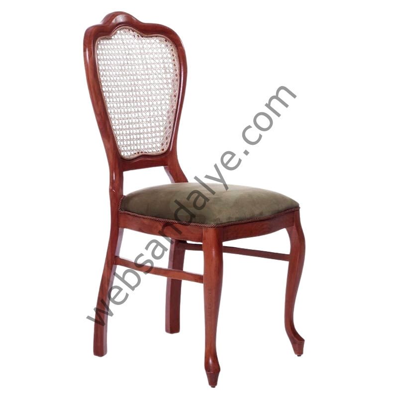 Tilburg Klasik Hasırlı Ceviz Ahşap Sandalye Yeşil