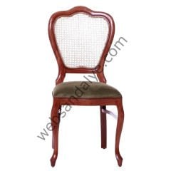 Tilburg Klasik Hasırlı Ceviz Ahşap Sandalye Yeşil