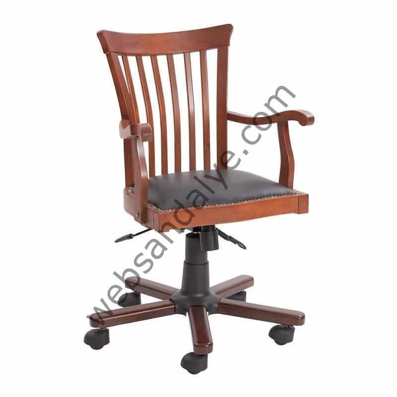 Mac Ahşap Ayaklı Döner Makam Koltuğu