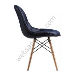 Eames Kapitone Ahşap Sandalye Kahve Siyah