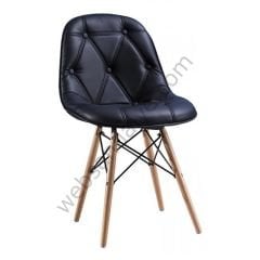 Eames Kapitone Ahşap Sandalye Kahve Siyah