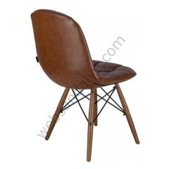Eames Kapitone Ahşap Sandalye Kahve Kahve