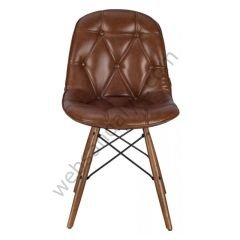Eames Kapitone Ahşap Sandalye Kahve Kahve